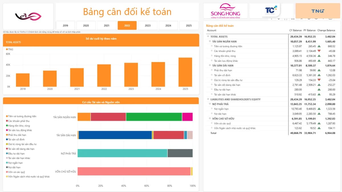 Mẫu báo cáo Power BI: Dashboard Phân tích Tài chính & Đầu tư — Dệt may