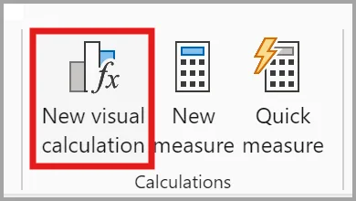 Thêm Visual Calculation mới từ ribbon trong Power BI Desktop