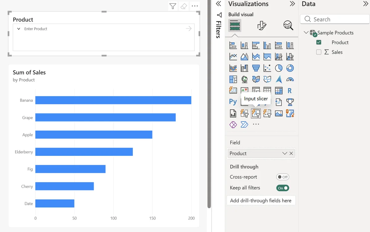 Input Slicer GA: lọc dữ liệu bằng text tự do trong Power BI
